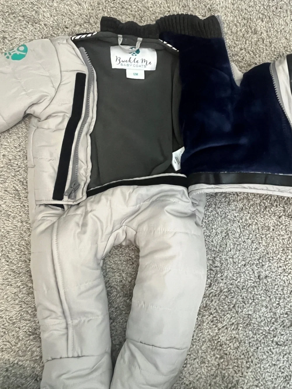 Buckle Me Baby Coats Gray Snowsuit 12M One Piece Winter Bunting